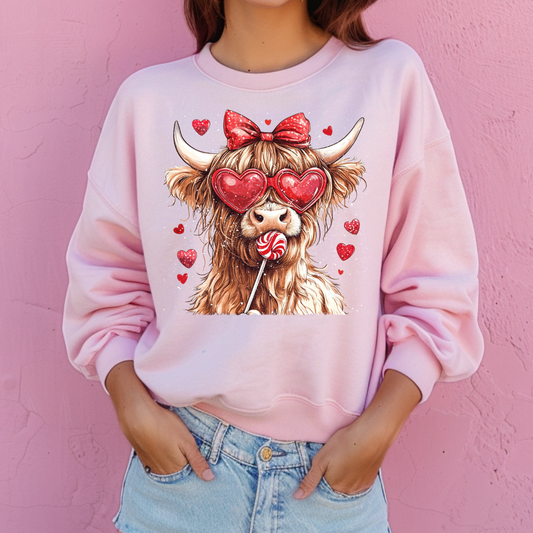 Valentine Highland Cow Sweatshirt
