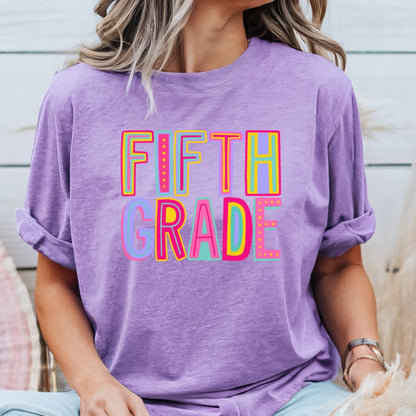 Fifth Grade Colorful Teacher Tee Shirt