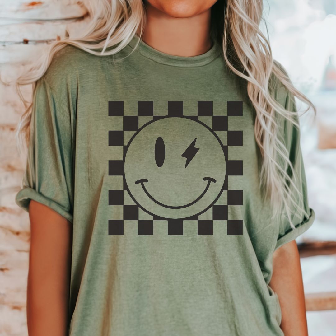 Checkered Smile Tee Shirt