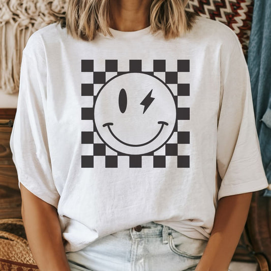 Checkered Smile Tee Shirt