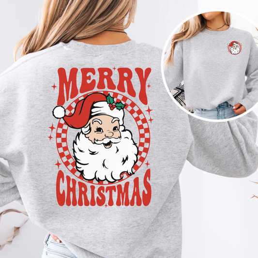 Front & Back Merry Christmas Santa Ash Sweatshirt