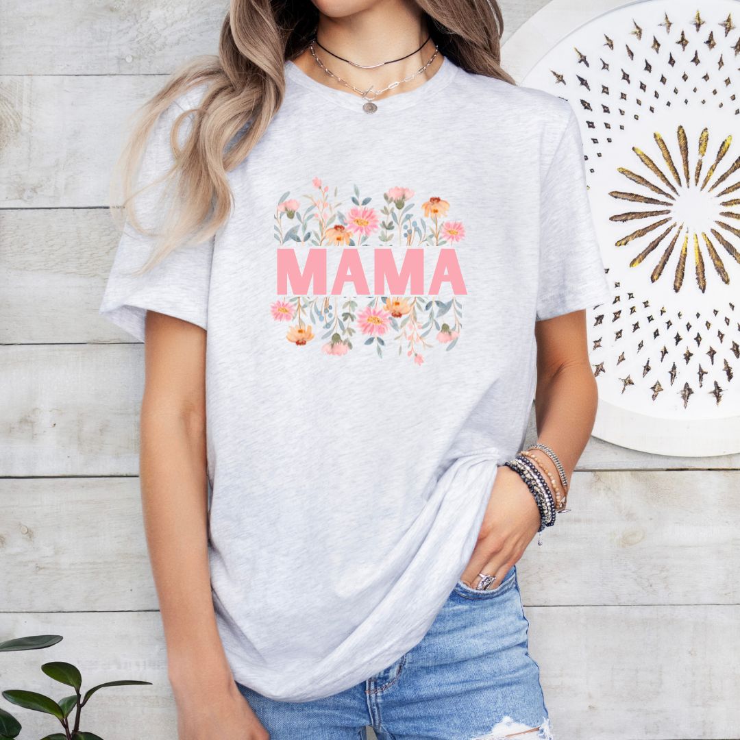 Pink Floral Mama Tee Shirt