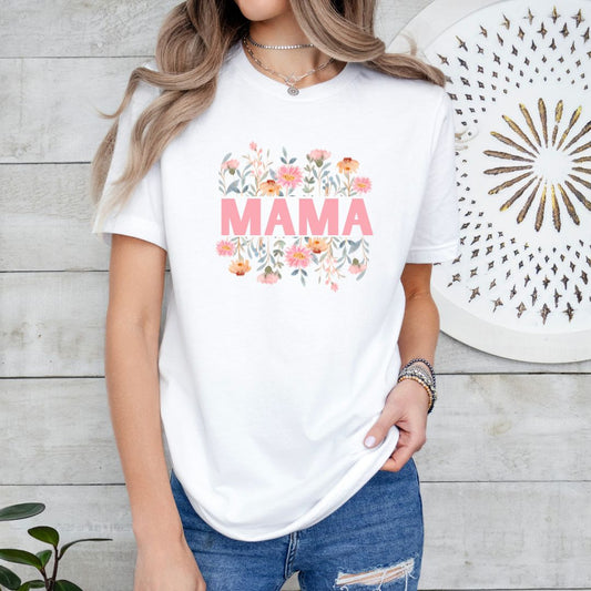 Pink Floral Mama Tee Shirt