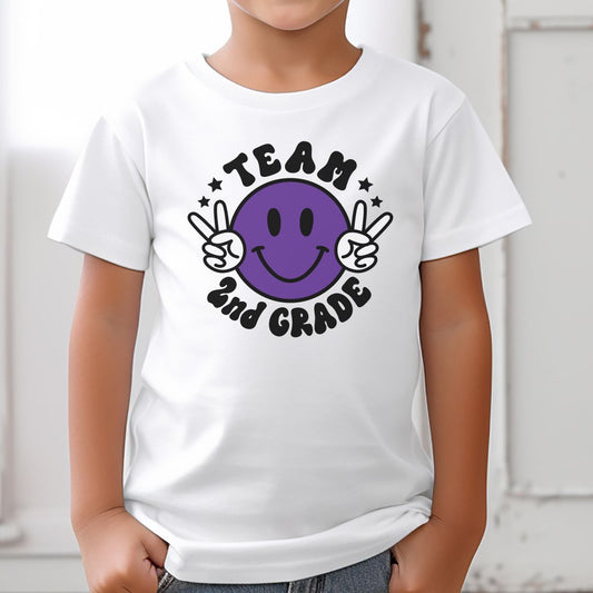 Kids Team Second Grade Smile Face Tee Shirt