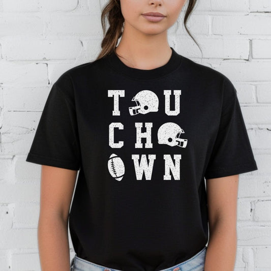 Black Touchdown Football Tee Shirt